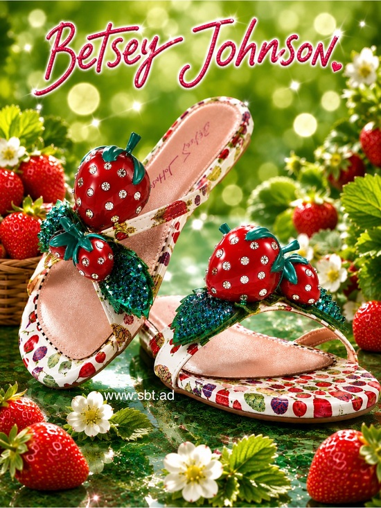 Betsey Johnson Shoes - NEW Betsey Johnson Strawberry Sandals Crystal Rhinestone Slides Shoes +Gift